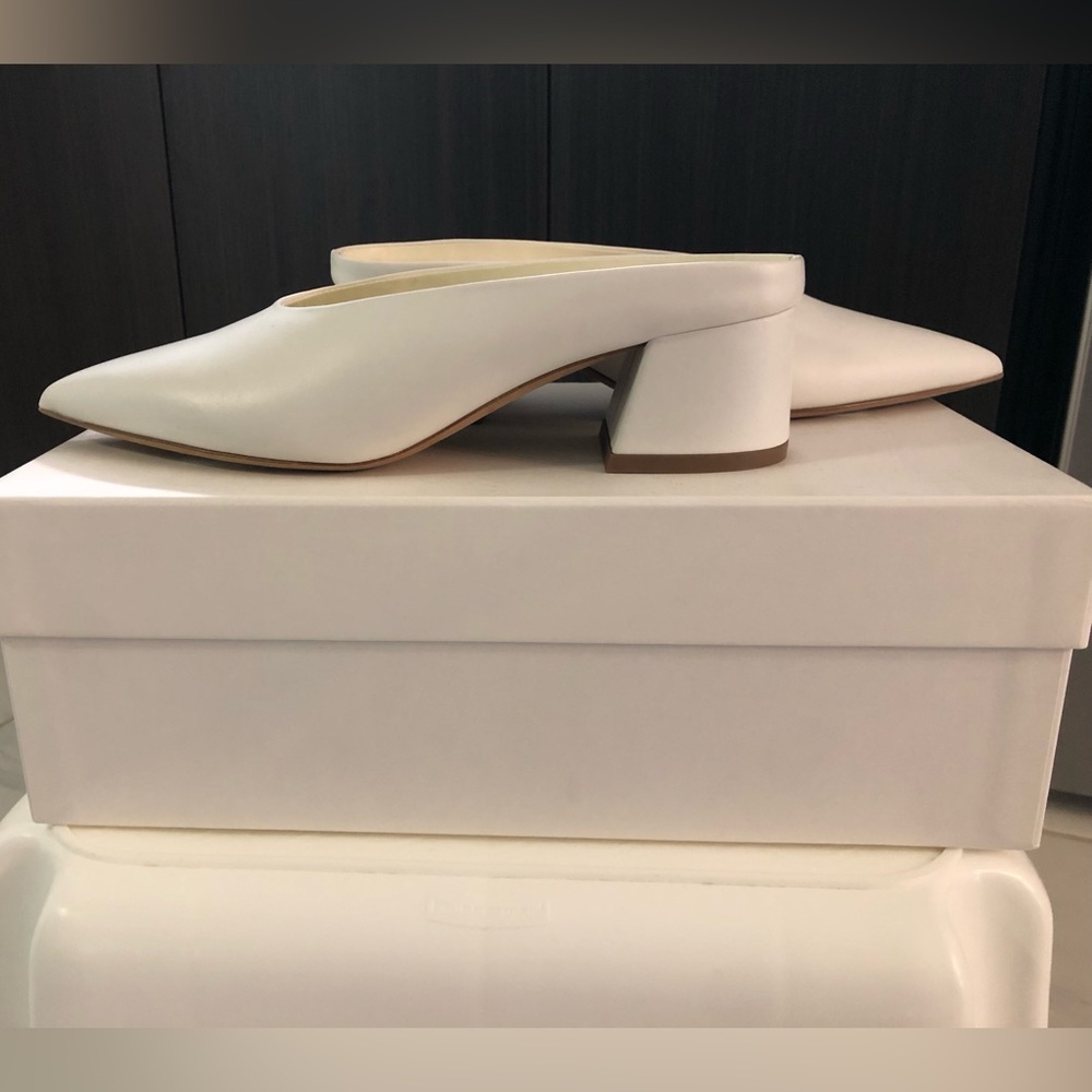 Vince White Leather Mules